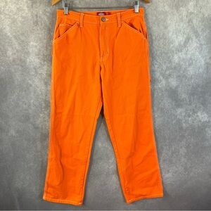🔺SOLD🔺 DICKIES Pants Womens 5/27 Orange Carpenter Straight Leg Contrast Stitch